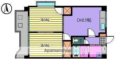 サザンコートV 502｜愛媛県松山市北立花町(賃貸マンション2DK・5階・43.74㎡)の写真 その2