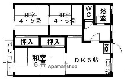 コーポＡＴ ｜愛媛県松山市余戸中５丁目(賃貸アパート3DK・2階・42.06㎡)の写真 その2