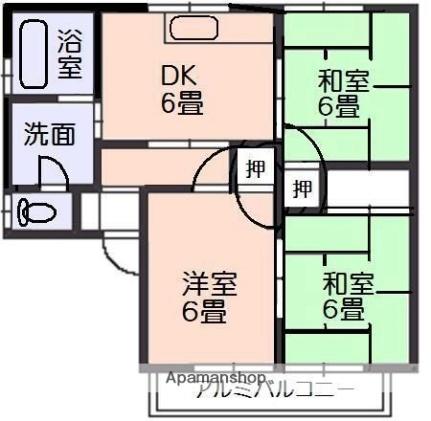 フレグランス乃万 202｜愛媛県松山市北久米町(賃貸アパート3DK・2階・54.27㎡)の写真 その2