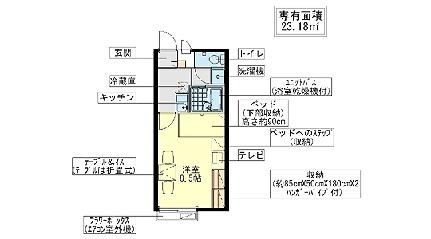 レオパレス与奈泉 206｜愛媛県松山市下難波(賃貸アパート1K・2階・23.18㎡)の写真 その4