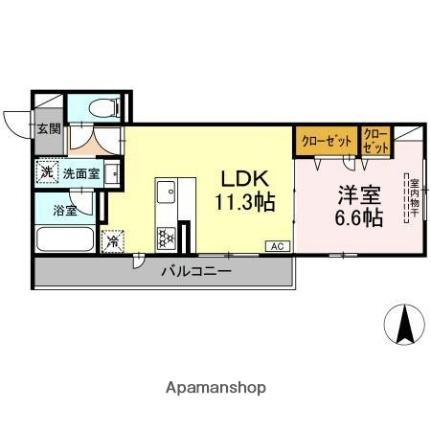 Ａｓａｋａｗａ1 203｜愛媛県松山市西石井１丁目(賃貸アパート1LDK・2階・42.81㎡)の写真 その2