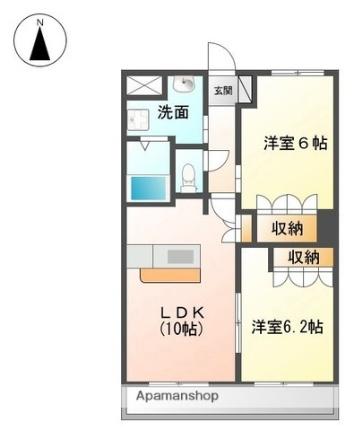 愛媛県松山市富久町(賃貸マンション2LDK・1階・51.66㎡)の写真 その2