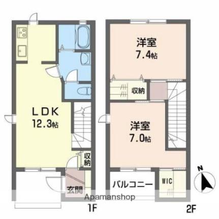 愛媛県松山市和気町１丁目（賃貸アパート2LDK・1階・65.52㎡） その2