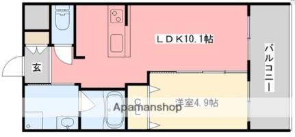 愛媛県松山市竹原町１丁目（賃貸マンション1LDK・8階・37.40㎡） その2