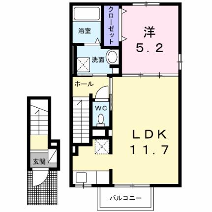 アルペンローゼ 202｜愛媛県松山市東野４丁目(賃貸アパート1LDK・2階・43.32㎡)の写真 その2