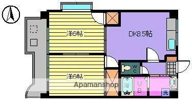 サザンコートV ｜愛媛県松山市北立花町(賃貸マンション2DK・5階・43.74㎡)の写真 その2