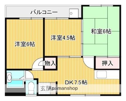 ガーデン・ビラ・マツオカ ｜愛媛県松山市吉藤５丁目(賃貸マンション3DK・2階・51.69㎡)の写真 その2