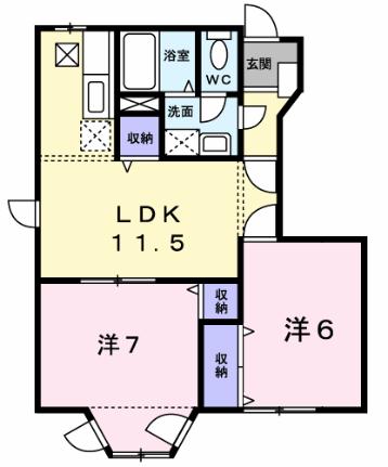 ウエストコート　Ａ 103｜愛媛県松山市西長戸町(賃貸アパート2LDK・1階・51.79㎡)の写真 その2