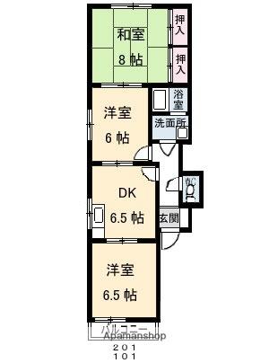 グリーンハイム　Ｃ棟 ｜愛媛県松山市久万ノ台(賃貸アパート3DK・1階・57.69㎡)の写真 その2