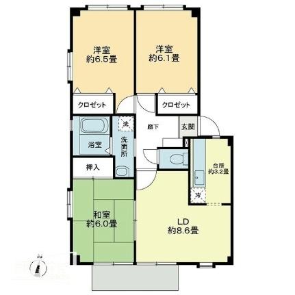 フォブール北井門Ａ ｜愛媛県松山市北井門５丁目(賃貸アパート3LDK・1階・67.08㎡)の写真 その2