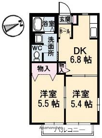 愛媛県松山市南梅本町(賃貸アパート2DK・1階・40.30㎡)の写真 その2