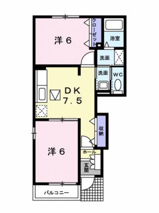 エアリーヴィラＮ 101｜愛媛県松山市水泥町(賃貸アパート2DK・1階・44.82㎡)の写真 その2