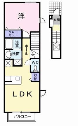 ステラ　プレッソ　Ｂ 201｜愛媛県松山市鴨川１丁目(賃貸アパート1LDK・2階・41.98㎡)の写真 その2