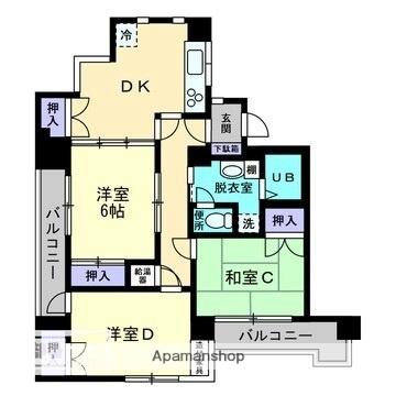 ドリームスクェアーかやまち ｜愛媛県松山市萱町１丁目(賃貸マンション3DK・5階・73.14㎡)の写真 その2