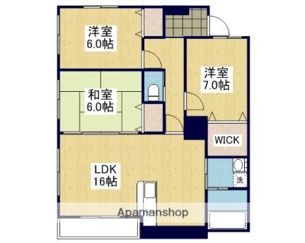 ＴＨＥ岩崎 ｜愛媛県松山市岩崎町１丁目(賃貸マンション3LDK・2階・77.76㎡)の写真 その2