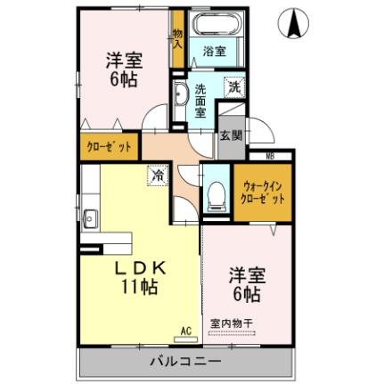 リヴェールＫ ｜愛媛県松山市北井門２丁目(賃貸アパート2LDK・2階・58.20㎡)の写真 その2