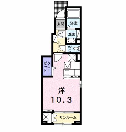 アンジュー北吉井　Ｂ 101｜愛媛県東温市樋口(賃貸アパート1R・1階・32.43㎡)の写真 その2