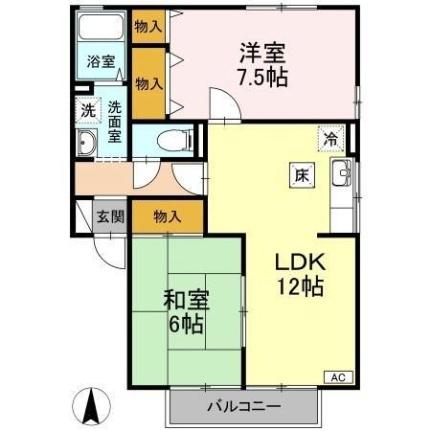 メゾン・アムール　Ｃ棟 ｜愛媛県松山市和泉南２丁目(賃貸アパート2LDK・1階・57.90㎡)の写真 その2