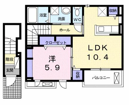 シュウ・レミングＥ 202 ｜ 愛媛県新居浜市庄内町５丁目（賃貸アパート1LDK・2階・45.13㎡） その2