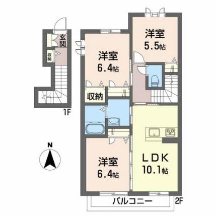 シャーメゾン　ラ・フレーズ B201 ｜ 高知県高知市介良乙（賃貸アパート3LDK・2階・70.19㎡） その2