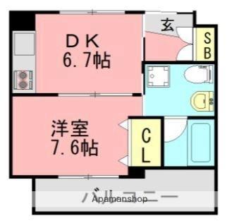 ルーエハイム安心 207｜福岡県古賀市花見南２丁目(賃貸マンション1DK・2階・36.00㎡)の写真 その2