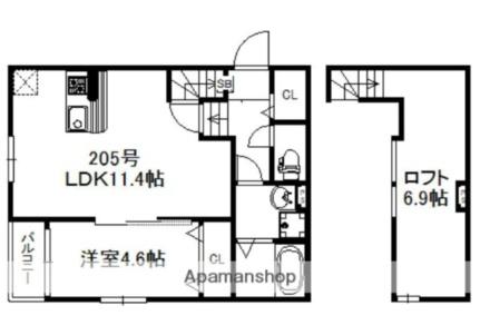 ポラリス福津中央 205｜福岡県福津市中央４丁目(賃貸アパート1LDK・2階・40.46㎡)の写真 その2