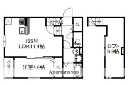 ポラリス福津中央 105｜福岡県福津市中央４丁目(賃貸アパート1LDK・1階・40.46㎡)の写真 その2