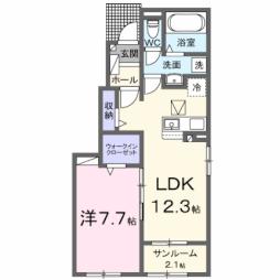 メゾン　ド　ヴィラ　Ａ 1階1LDKの間取り