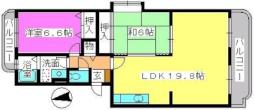 サンシャイン篠栗 4階2LDKの間取り