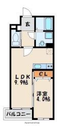 JR鹿児島本線 千早駅 徒歩8分の賃貸マンション 2階1LDKの間取り