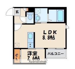 JR鹿児島本線 千早駅 徒歩14分の賃貸アパート 2階1LDKの間取り