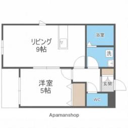 西鉄天神大牟田線 下大利駅 徒歩5分の賃貸アパート 1階1LDKの間取り