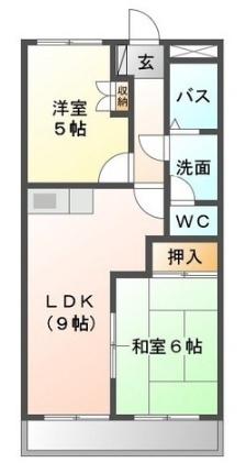 グローリアスハイム銀杏 305｜福岡県大川市大字郷原(賃貸マンション2LDK・3階・46.00㎡)の写真 その2