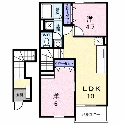 ウランタン弐番館 203｜福岡県筑後市大字前津(賃貸アパート2LDK・2階・50.27㎡)の写真 その2