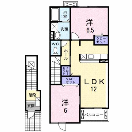 プリムローズ　Ｄ 202｜福岡県筑後市大字熊野(賃貸アパート2LDK・2階・58.86㎡)の写真 その2