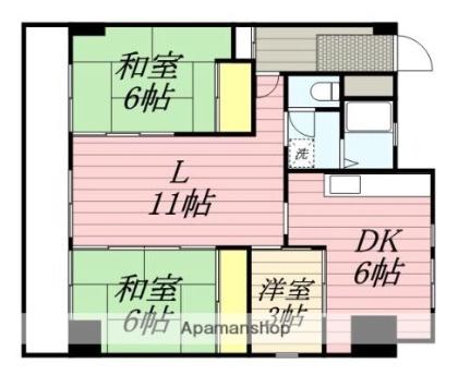 赤坂第2パールビル 302 ｜ 福岡県福岡市中央区赤坂３丁目（賃貸マンション3LDK・3階・69.11㎡） その2