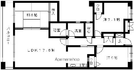 パークテラス西新オーゼ 418｜福岡県福岡市早良区西新２丁目(賃貸マンション3LDK・4階・92.39㎡)の写真 その2