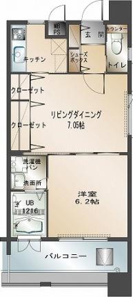 エンクレスト福岡 1306｜福岡県福岡市博多区中洲５丁目(賃貸マンション2K・13階・37.28㎡)の写真 その2