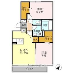 エスポワール水城 2階2LDKの間取り