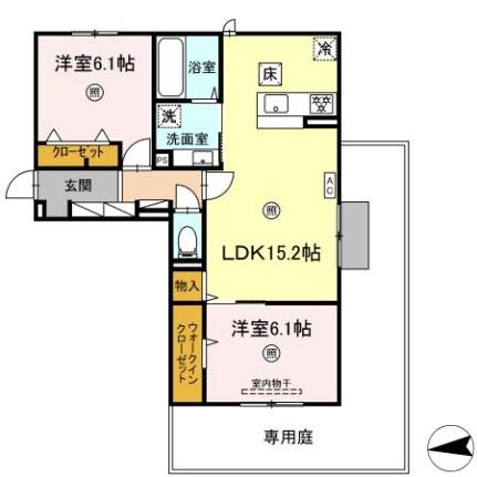 福岡県久留米市宮ノ陣１丁目(賃貸アパート2LDK・1階・64.59㎡)の写真 その2