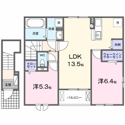 グローブ　Ａ 203｜福岡県久留米市城島町楢津(賃貸アパート2LDK・2階・59.16㎡)の写真 その2