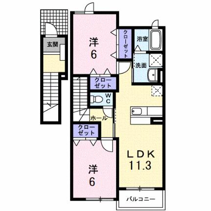 ラシーヌ大刀洗参番館 203 ｜ 福岡県三井郡大刀洗町大字鵜木（賃貸アパート2LDK・2階・58.48㎡） その2