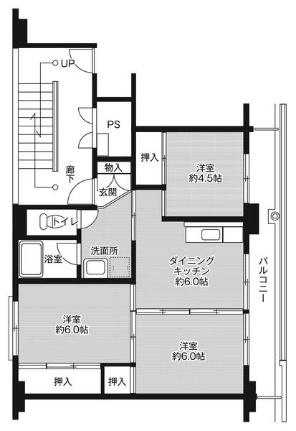 ビレッジハウス水巻3号棟 0304｜福岡県遠賀郡水巻町古賀２丁目(賃貸マンション3DK・3階・53.08㎡)の写真 その2