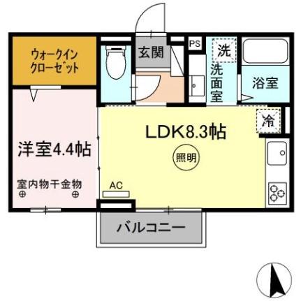福岡県うきは市吉井町(賃貸アパート1LDK・2階・33.42㎡)の写真 その2