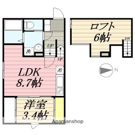 佐賀県鳥栖市神辺町(賃貸アパート1LDK・2階・32.40㎡)の写真 その2