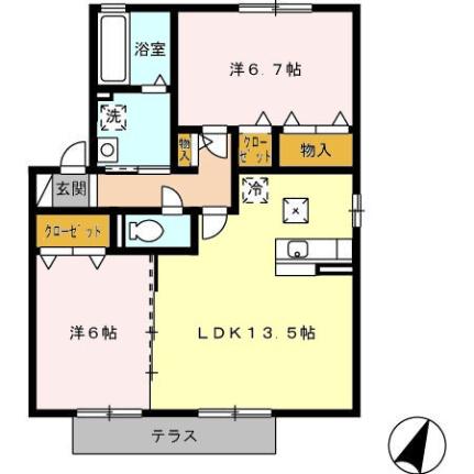 ドエル古賀　Ｂ棟 ｜佐賀県鳥栖市古賀町(賃貸アパート2LDK・1階・62.10㎡)の写真 その2