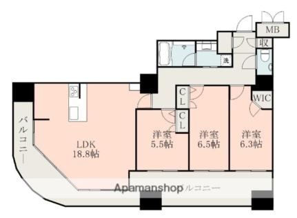 Ｄ’グランセ熊本ザ・レジデンス ｜熊本県熊本市中央区水前寺１丁目(賃貸マンション3LDK・5階・85.45㎡)の写真 その2