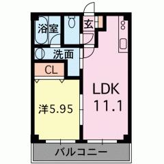 ピュアライフＳＡＫＵＲＡ 403 ｜ 熊本県熊本市西区春日３丁目（賃貸マンション1LDK・4階・40.25㎡） その2