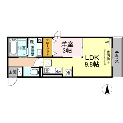 エクレール上代II 102｜熊本県熊本市西区上代３丁目(賃貸アパート1LDK・1階・35.21㎡)の写真 その2