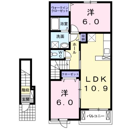 パーシモン　フィールド　II　Ｂ 203｜熊本県上益城郡御船町大字木倉(賃貸アパート2LDK・2階・57.21㎡)の写真 その2